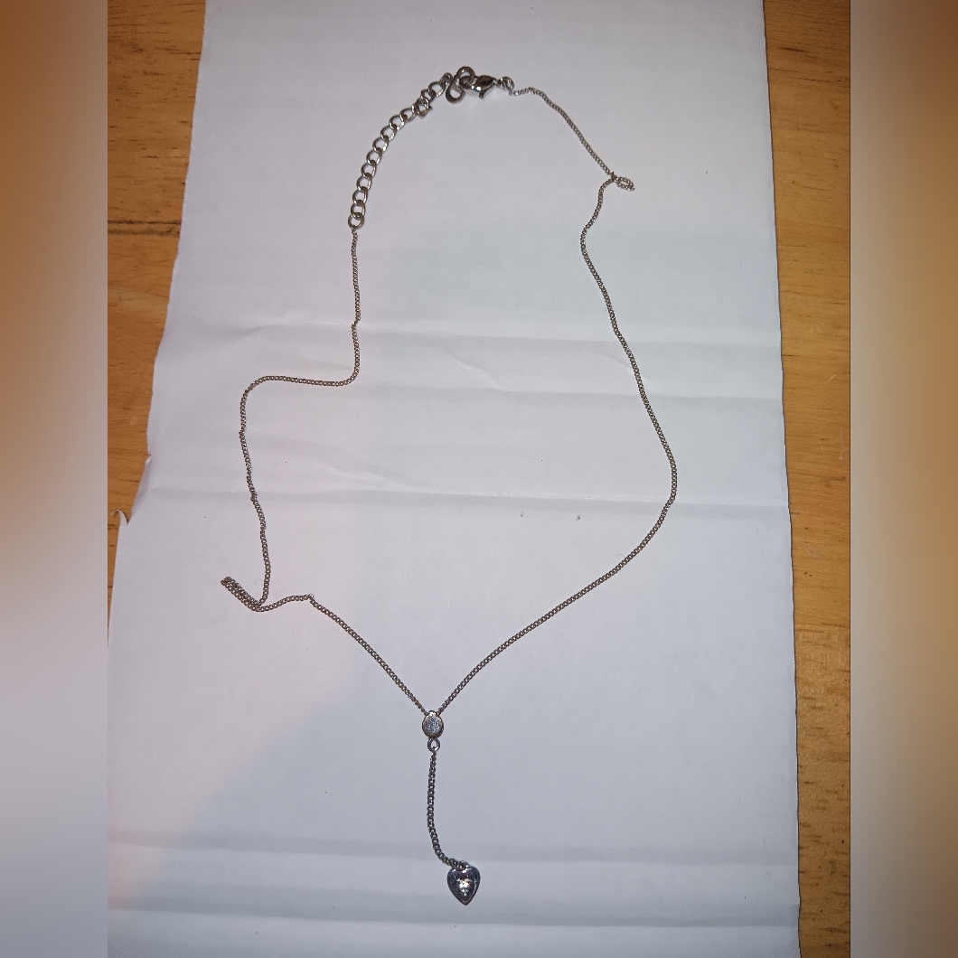 Christian Dior Silver Heart Drop Necklace